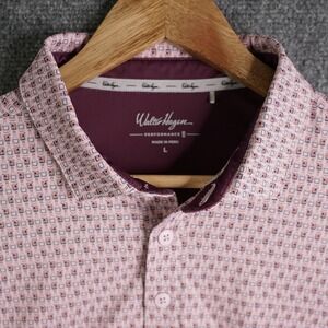 Walter Hagen Mens Performance Golf Polo Shirt Pink Whiskey Bottle Print Large